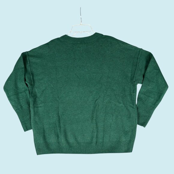 Vince Camuto Sweater Women's Small Green Crewneck Holiday Peace Festive Cozy NWT - Picture 9 of 10